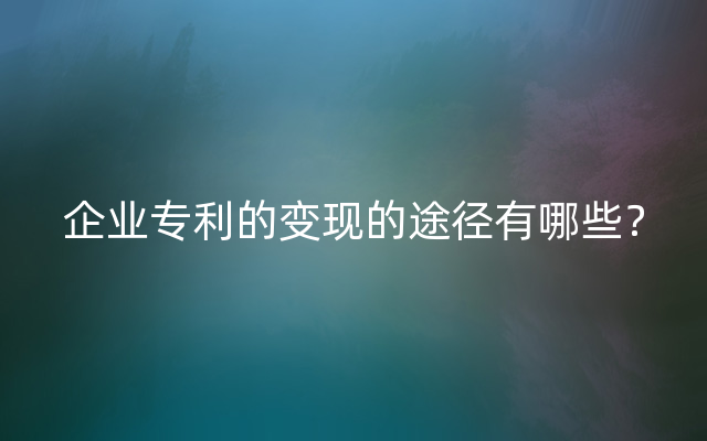 企业专利的变现的途径有哪些？