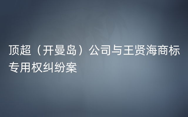 顶超（开曼岛）公司与王贤海商标专用权纠纷案