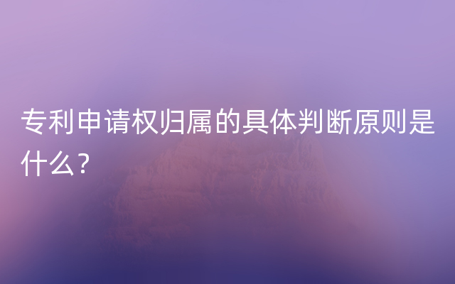 专利申请权归属的具体判断原则是什么？