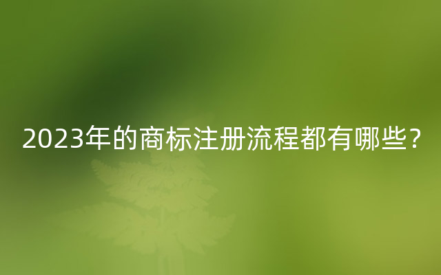 2023年的商标注册流程都有哪些？