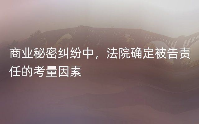 商业秘密纠纷中，法院确定被告责任的考量因素