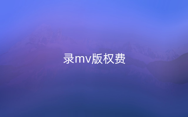 录mv版权费