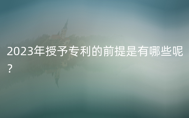 2023年授予专利的前提是有哪些呢？