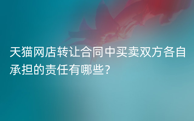 天猫网店转让合同中买卖双方各自承担的责任有哪些？