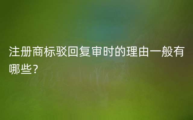 注册商标驳回复审时的理由一般有哪些？