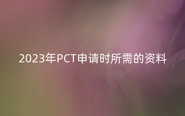 2023年PCT申请时所需的资料