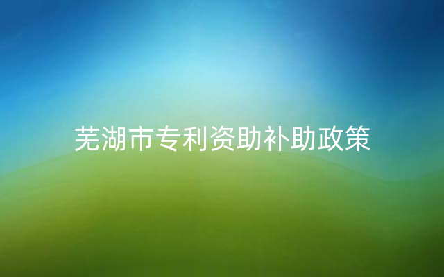 芜湖市专利资助补助政策