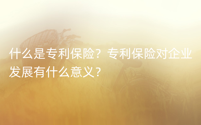 什么是专利保险？专利保险对企业发展有什么意义？