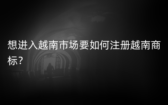 想进入越南市场要如何注册越南商标？