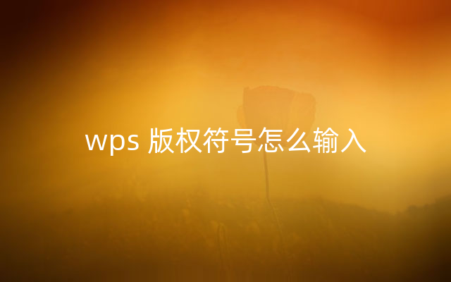 wps 版权符号怎么输入