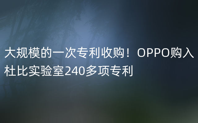 大规模的一次专利收购！OPPO购入杜比实验室240多项专利