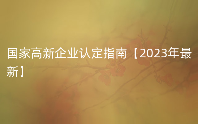 国家高新企业认定指南【2023年最新】