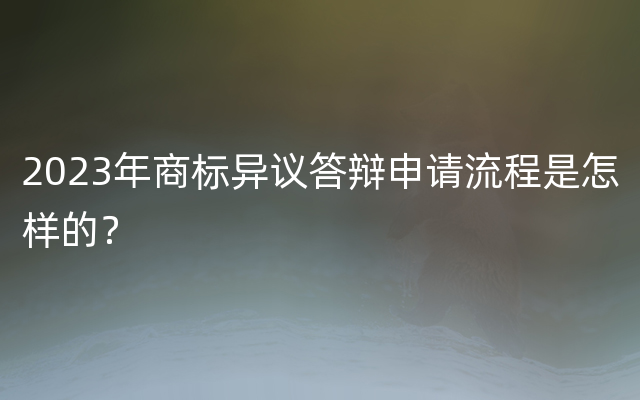 2023年商标异议答辩申请流程是怎样的？