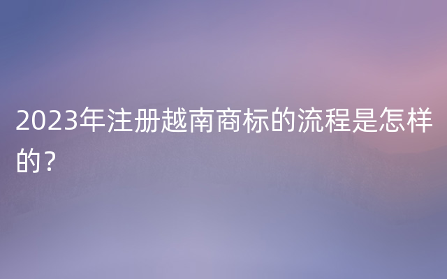 2023年注册越南商标的流程是怎样的？