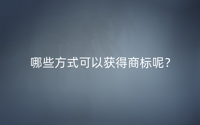 哪些方式可以获得商标呢？