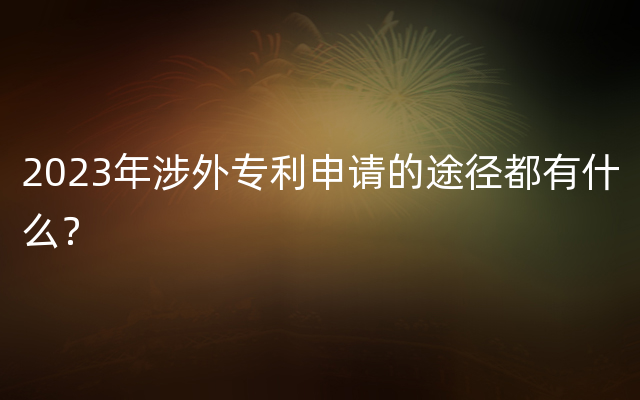 2023年涉外专利申请的途径都有什么？