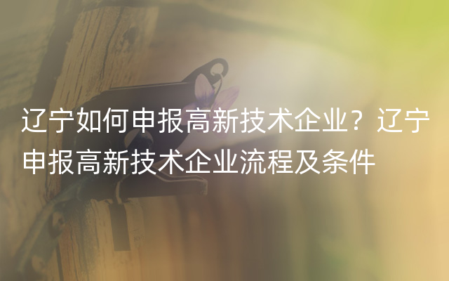 辽宁如何申报高新技术企业？辽宁申报高新技术企业流程及条件