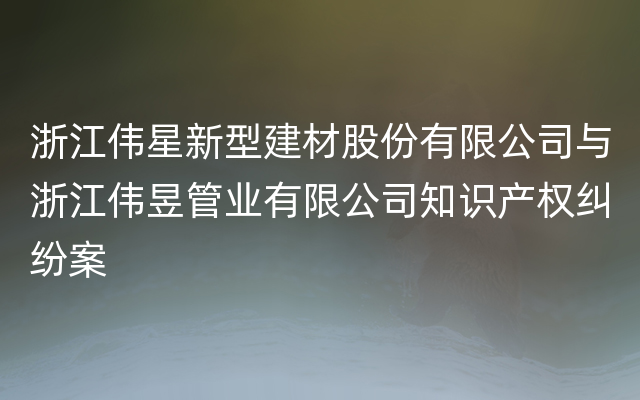 浙江伟星新型建材股份有限公司与浙江伟昱管业有限公司知识产权纠纷案