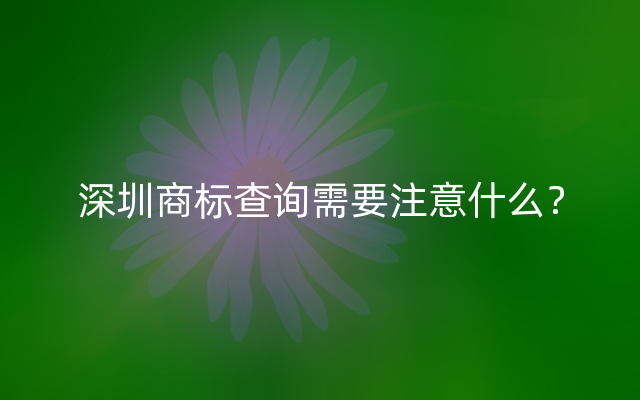 深圳商标查询需要注意什么？