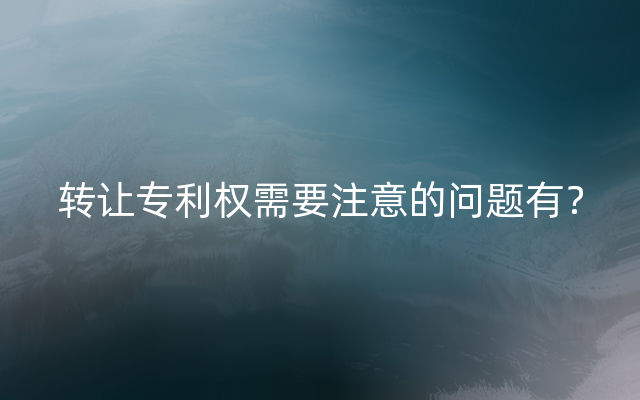 转让专利权需要注意的问题有？