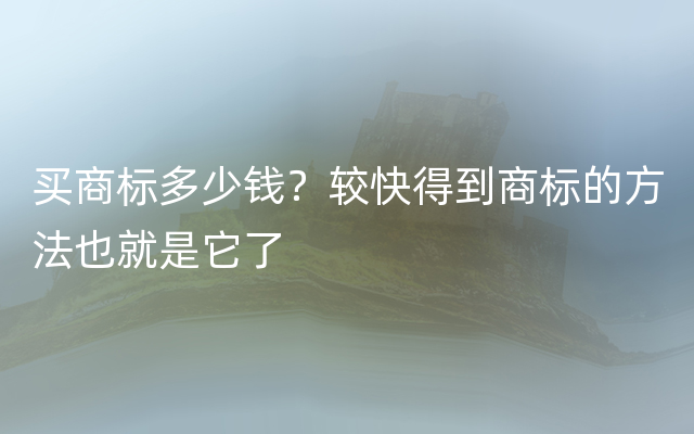 买商标多少钱？较快得到商标的方法也就是它了