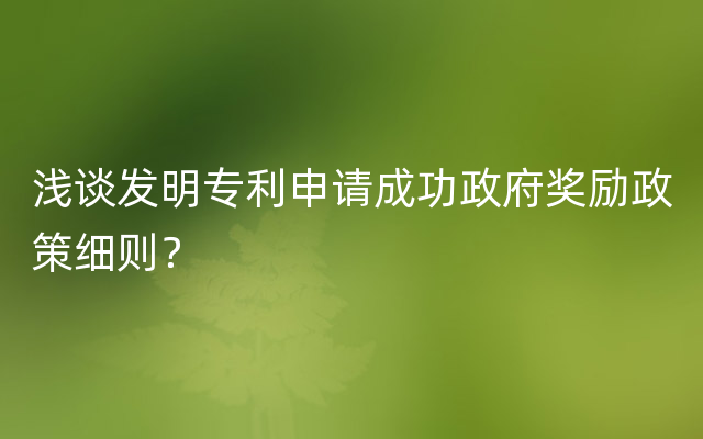 浅谈发明专利申请成功政府奖励政策细则？