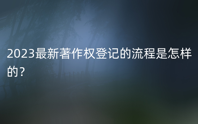 2023最新著作权登记的流程是怎样的？