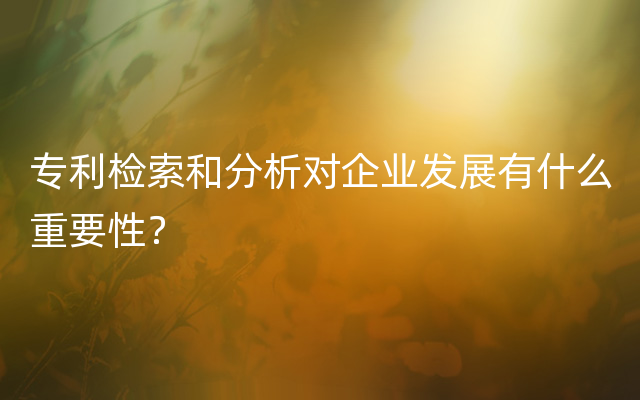 专利检索和分析对企业发展有什么重要性？