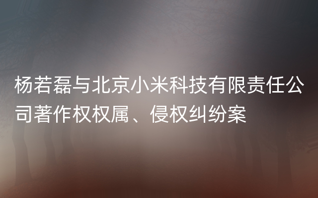 杨若磊与北京小米科技有限责任公司著作权权属、侵权纠纷案
