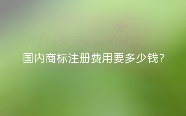 国内商标注册费用要多少钱？