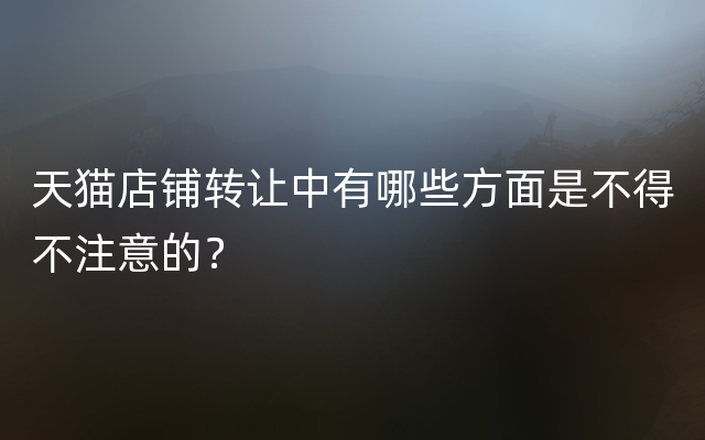 天猫店铺转让中有哪些方面是不得不注意的？