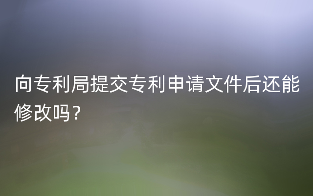 向专利局提交专利申请文件后还能修改吗？