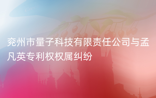 兖州市量子科技有限责任公司与孟凡英专利权权属纠纷