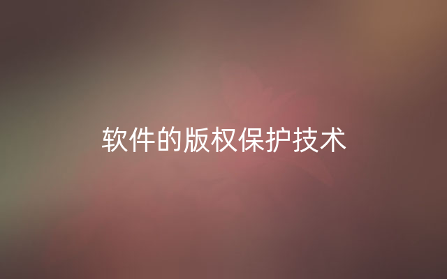 软件的版权保护技术