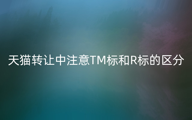 天猫转让中注意TM标和R标的区分