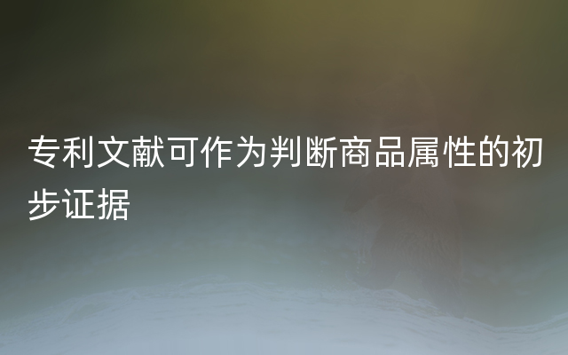 专利文献可作为判断商品属性的初步证据