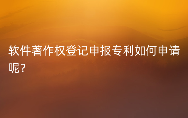 软件著作权登记申报专利如何申请呢？