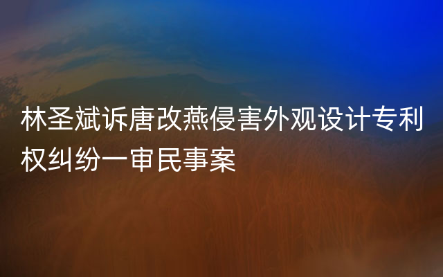 林圣斌诉唐改燕侵害外观设计专利权纠纷一审民事案