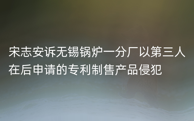 宋志安诉无锡锅炉一分厂以第三人在后申请的专利制售产品侵犯