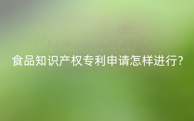 食品知识产权专利申请怎样进行？