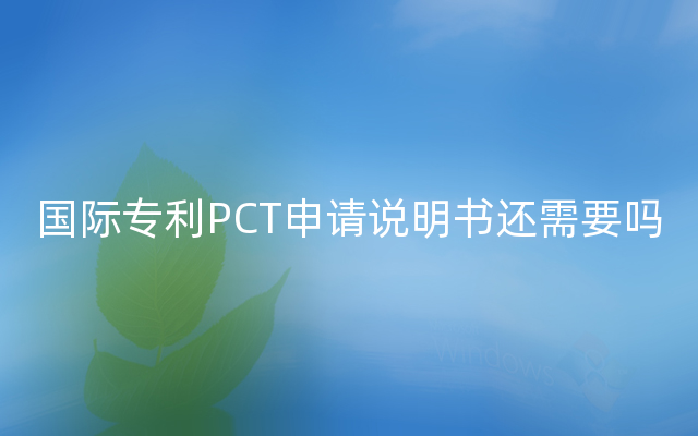 国际专利PCT申请说明书还需要吗