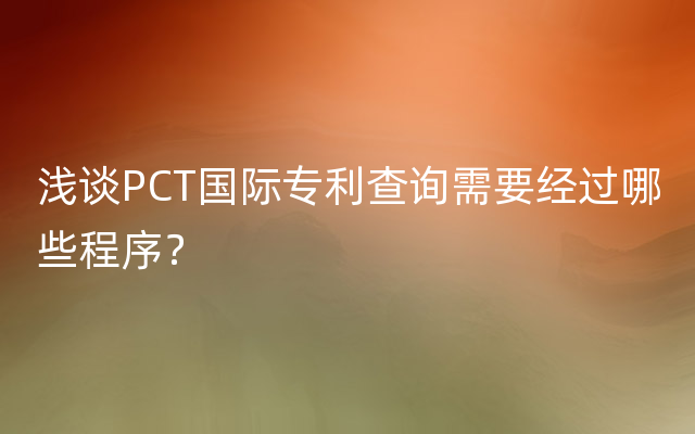 浅谈PCT国际专利查询需要经过哪些程序？