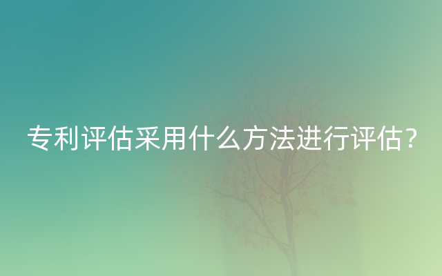 专利评估采用什么方法进行评估？