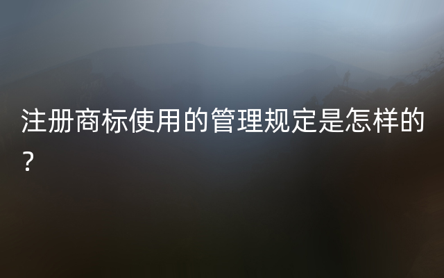 注册商标使用的管理规定是怎样的？