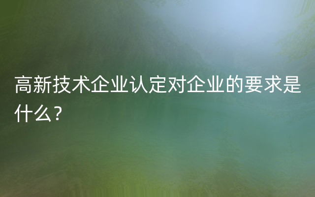 高新技术企业认定对企业的要求是什么？