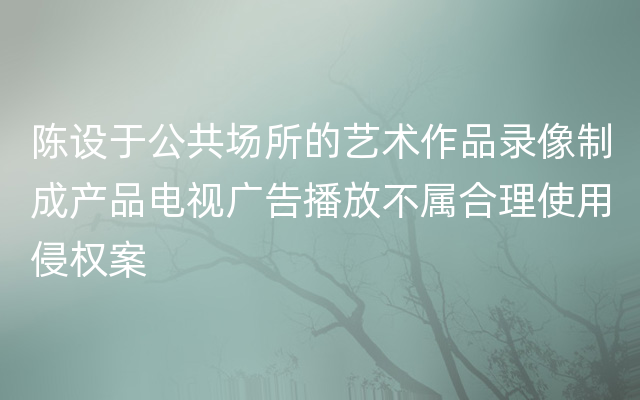 陈设于公共场所的艺术作品录像制成产品电视广告播放不属合理使用侵权案