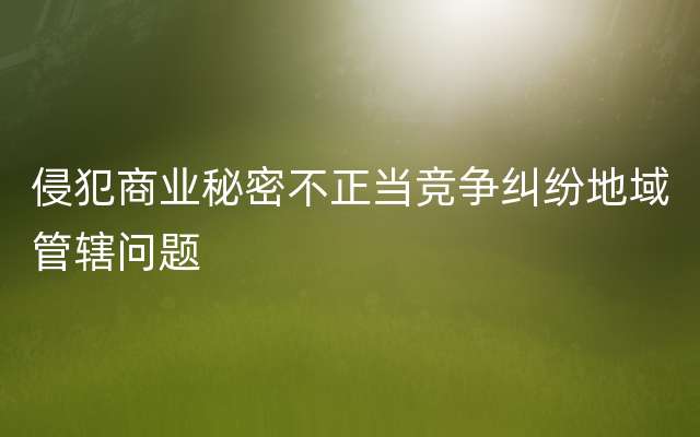 侵犯商业秘密不正当竞争纠纷地域管辖问题