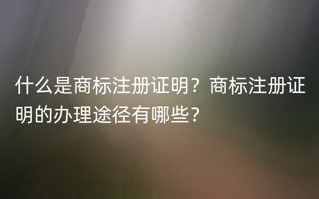 什么是商标注册证明？商标注册证明的办理途径有哪些？