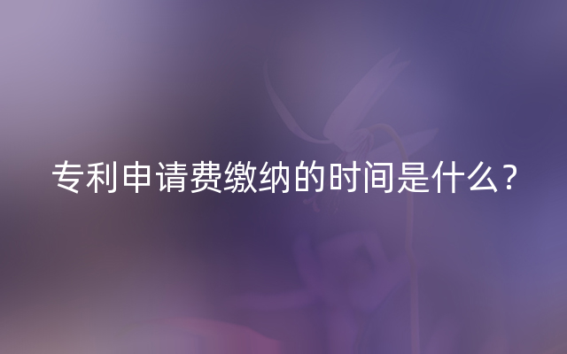 专利申请费缴纳的时间是什么？