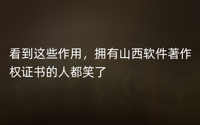 看到这些作用，拥有山西软件著作权证书的人都笑了